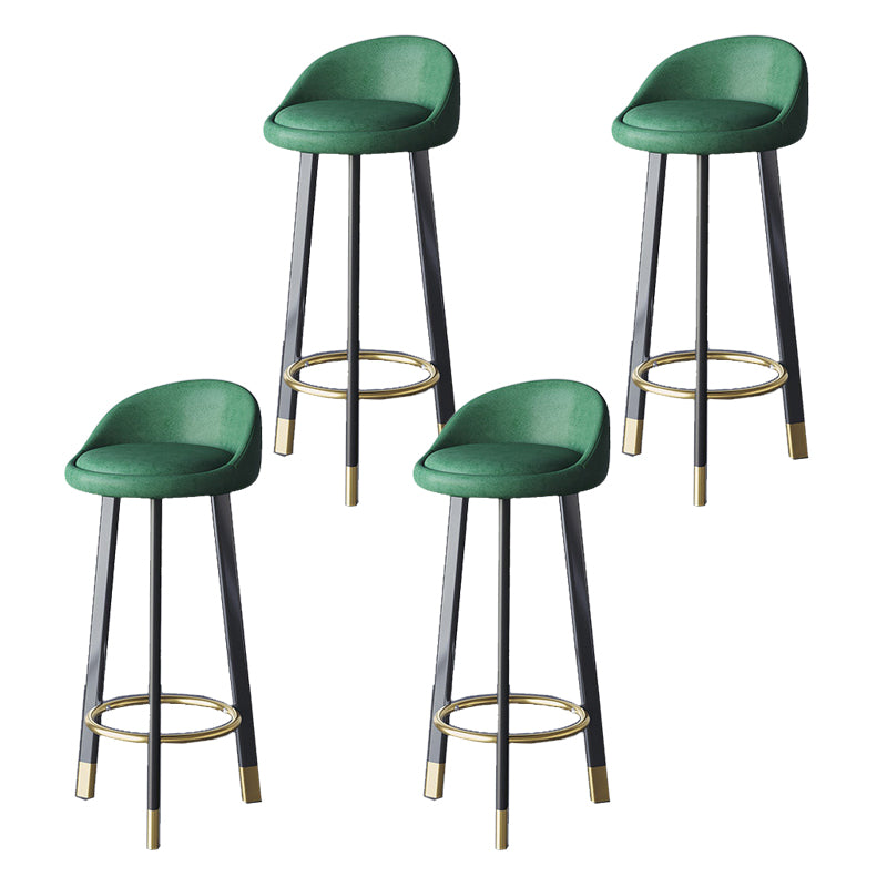 Glam Metal Barstool Faux Leather Footrest Stool in Matte Finsih for Indoor