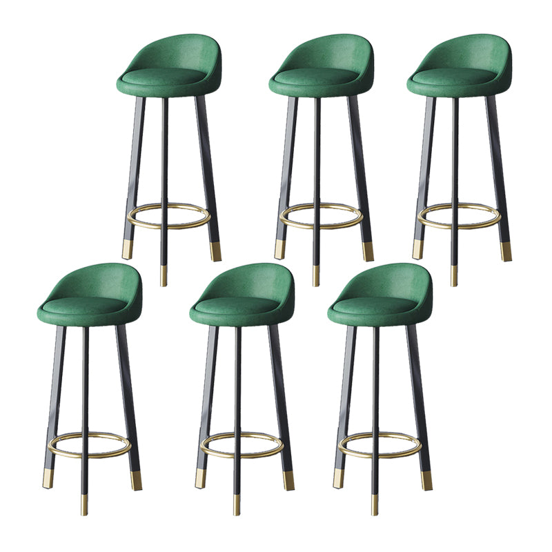 Glam Metal Barstool Faux Leather Footrest Stool in Matte Finsih for Indoor