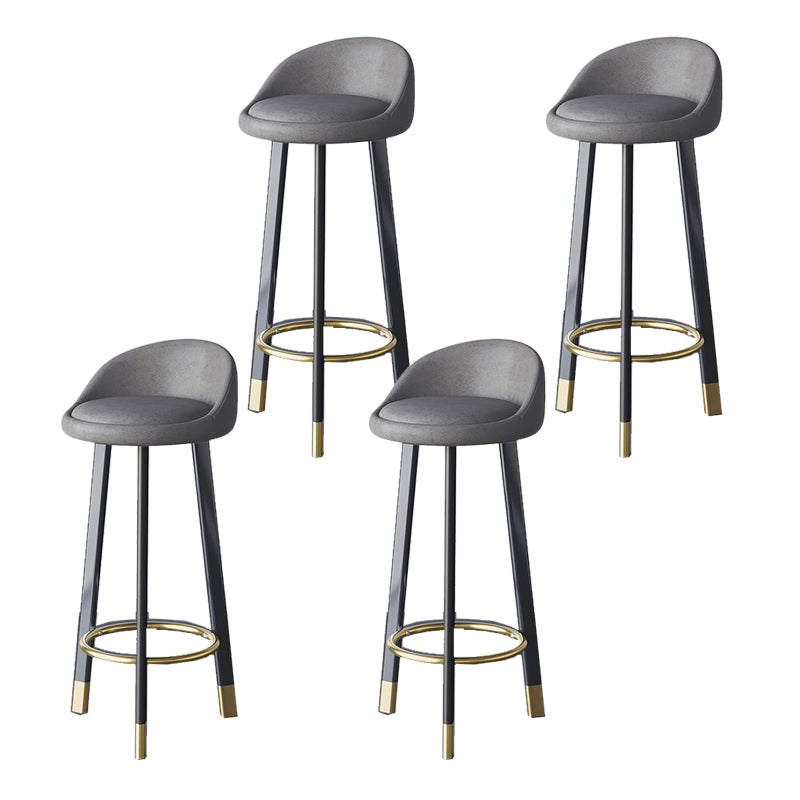 Glam Metal Barstool Faux Leather Footrest Stool in Matte Finsih for Indoor