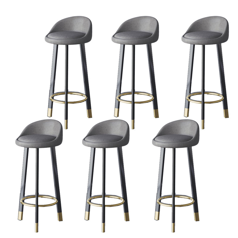 Glam Metal Barstool Faux Leather Footrest Stool in Matte Finsih for Indoor