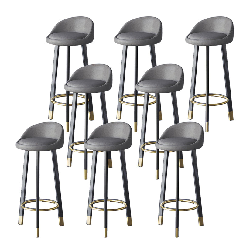 Glam Metal Barstool Faux Leather Footrest Stool in Matte Finsih for Indoor