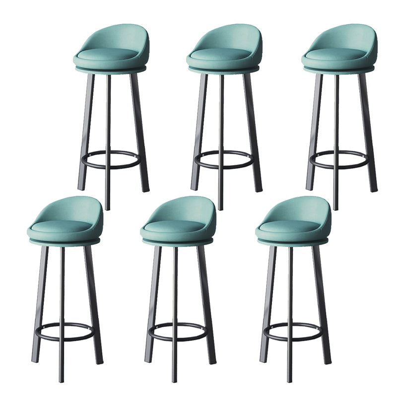 Glam Metal Barstool Faux Leather Footrest Stool in Matte Finsih for Indoor