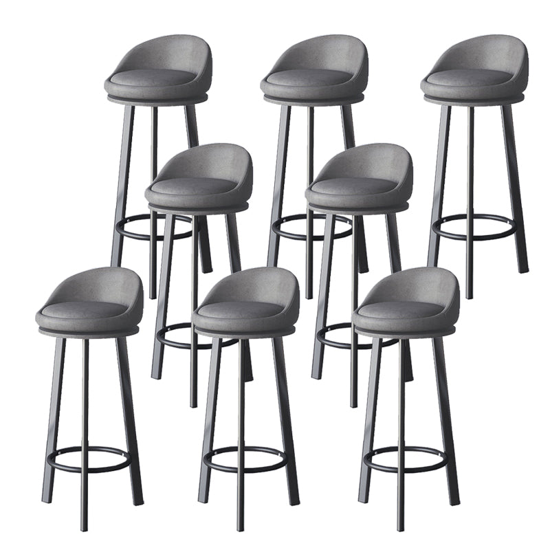Glam Metal Barstool Faux Leather Footrest Stool in Matte Finsih for Indoor