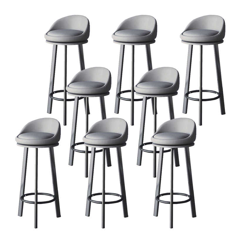 Glam Metal Barstool Faux Leather Footrest Stool in Matte Finsih for Indoor