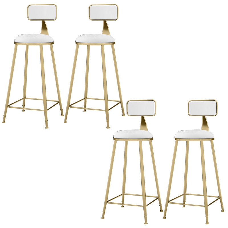 Glam Backrest Counter Stool Iron Bar Stool with Velvet Cushion and Pedal for Kitchen