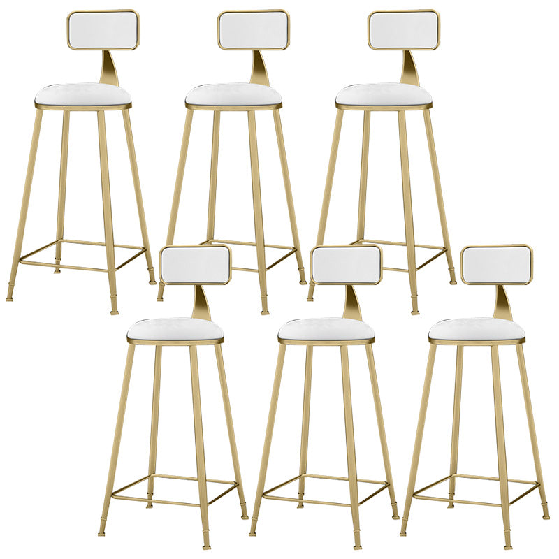 Glam Backrest Counter Stool Iron Bar Stool with Velvet Cushion and Pedal for Kitchen