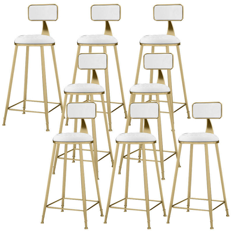 Glam Backrest Counter Stool Iron Bar Stool with Velvet Cushion and Pedal for Kitchen