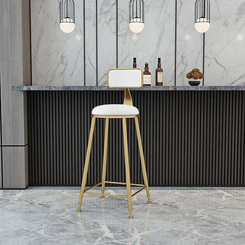 Glam Backrest Counter Stool Iron Bar Stool with Velvet Cushion and Pedal for Kitchen