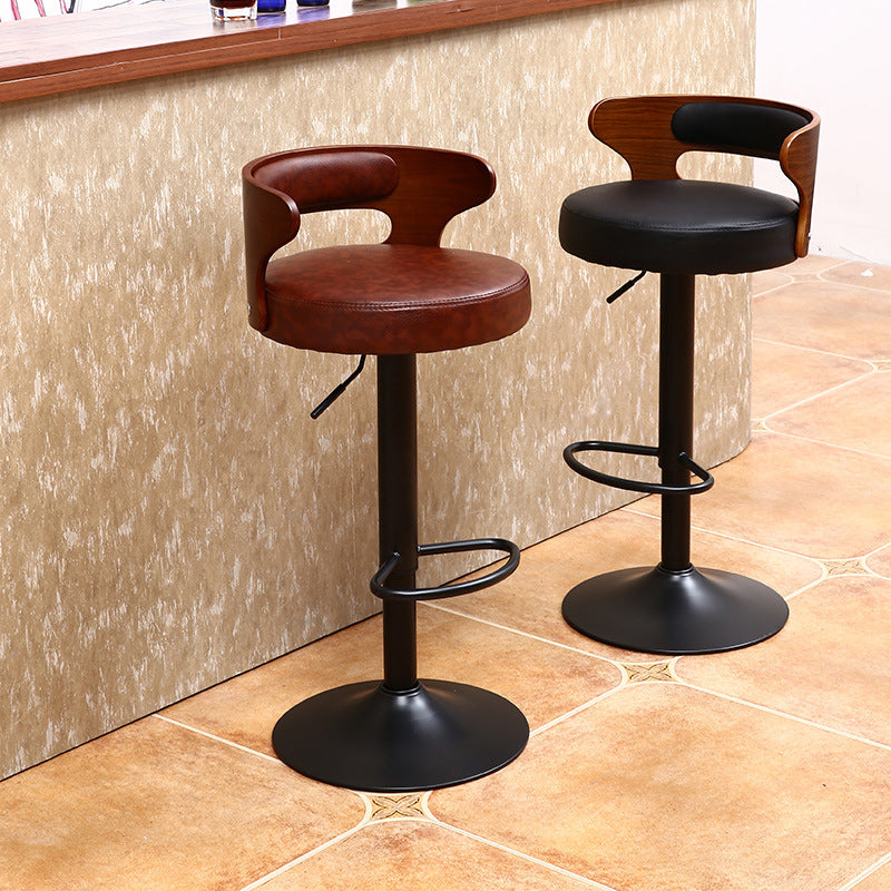 Contemporary Metal Stool PU Leather Barstools in Matte Finish for Home