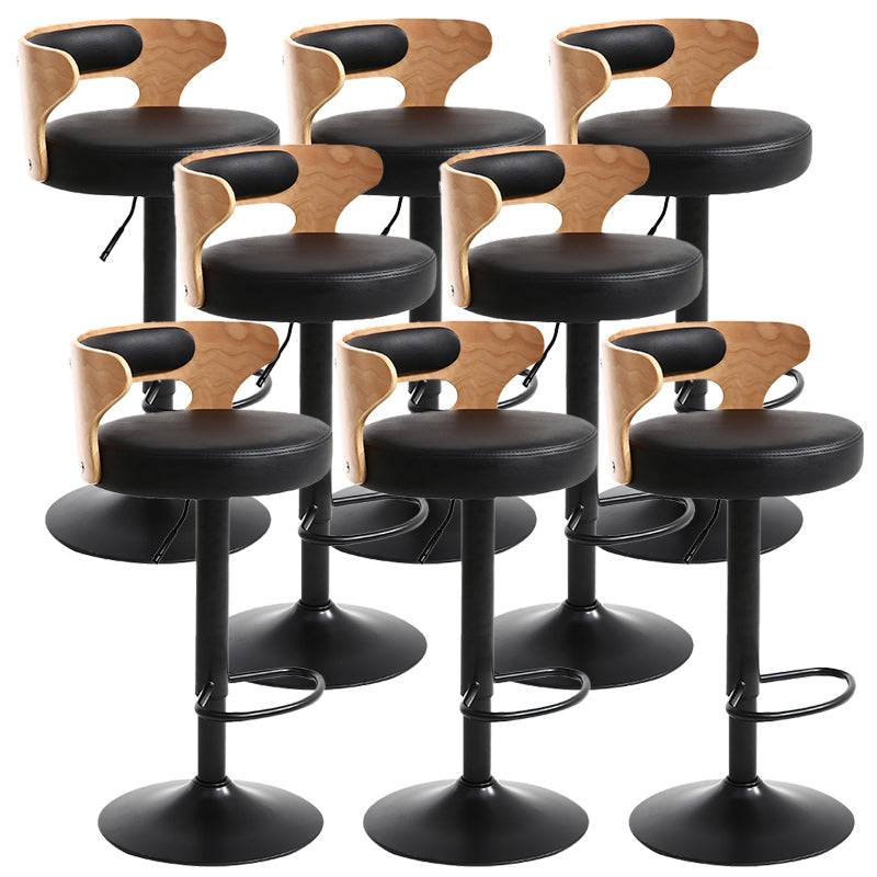 Contemporary Metal Stool PU Leather Barstools in Matte Finish for Home