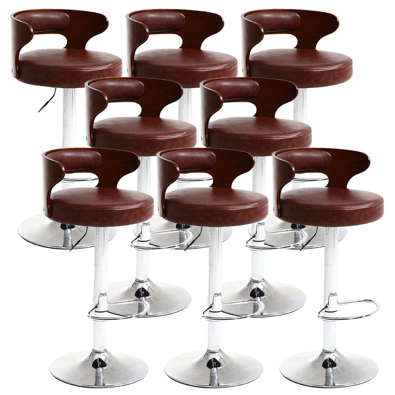 Contemporary Metal Stool PU Leather Barstools in Matte Finish for Home