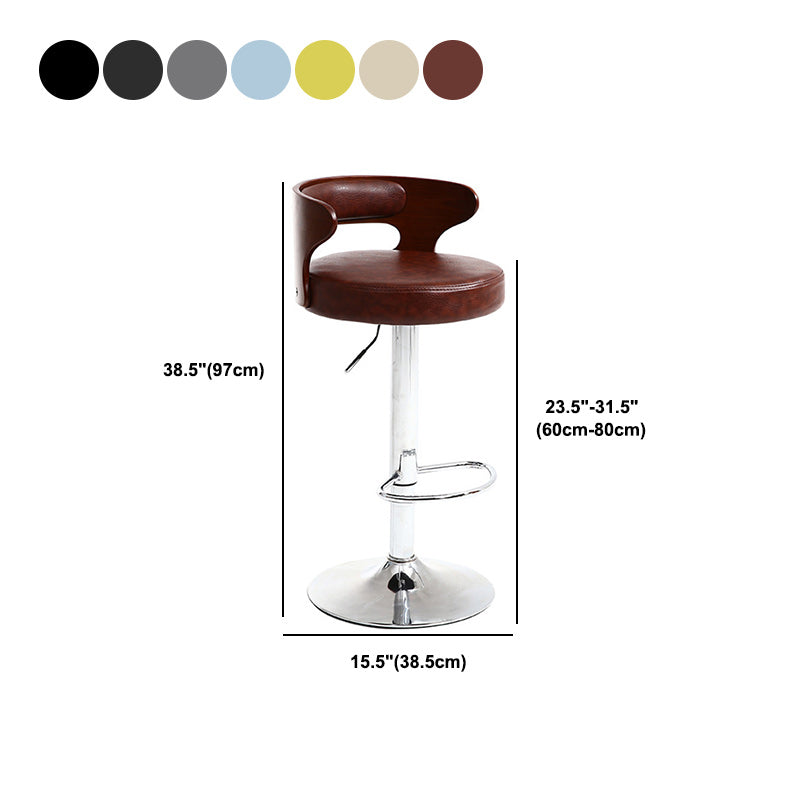 Contemporary Metal Stool PU Leather Barstools in Matte Finish for Home