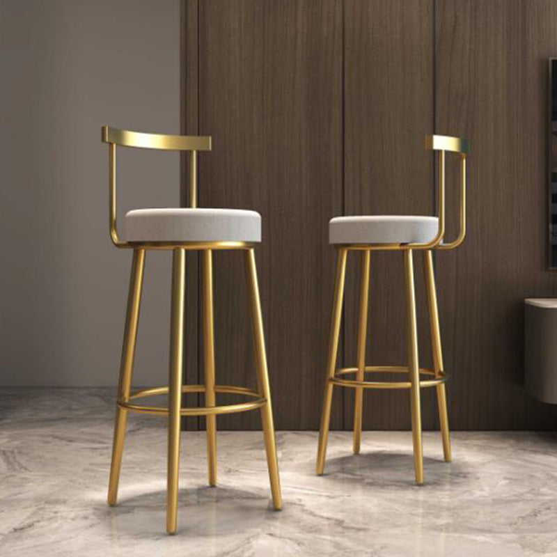 Footrest Round Seat Bar Stools Fabric Low Back Barstool for Bristol