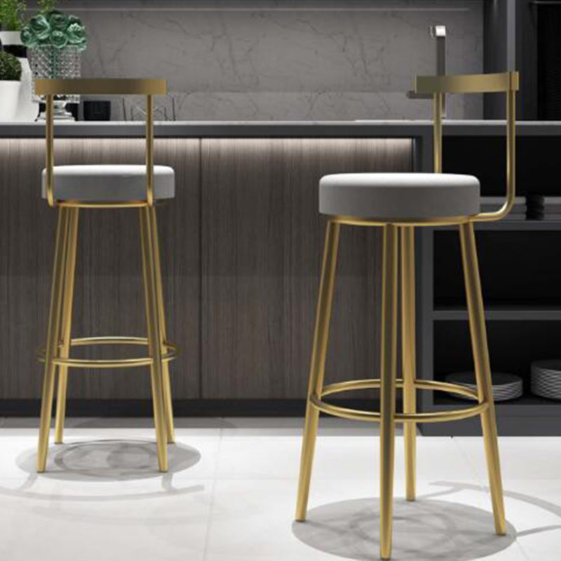 Footrest Round Seat Bar Stools Fabric Low Back Barstool for Bristol