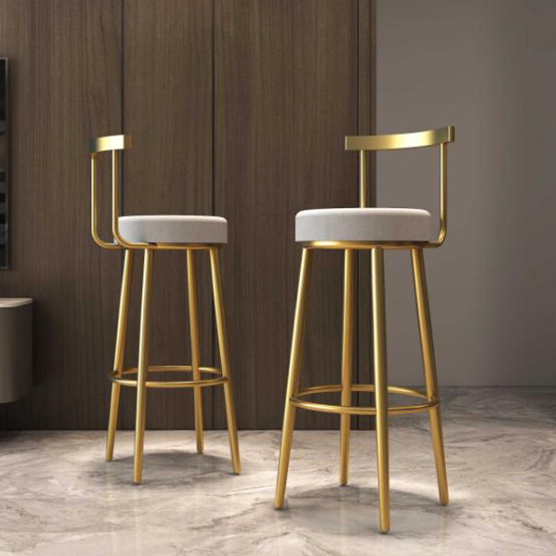 Footrest Round Seat Bar Stools Fabric Low Back Barstool for Bristol