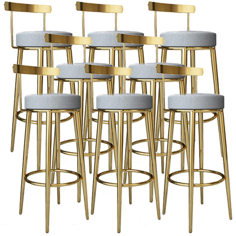 Footrest Round Seat Bar Stools Fabric Low Back Barstool for Bristol