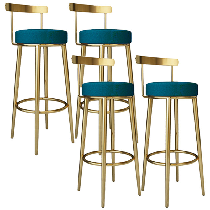Footrest Round Seat Bar Stools Fabric Low Back Barstool for Bristol