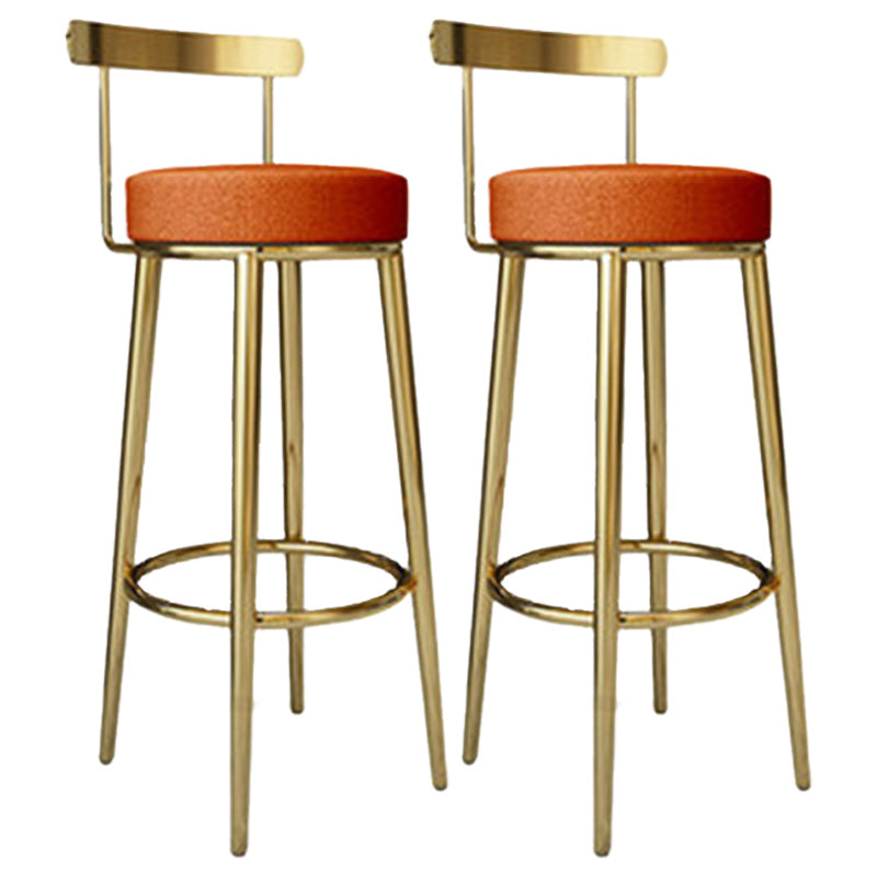 Footrest Round Seat Bar Stools Fabric Low Back Barstool for Bristol