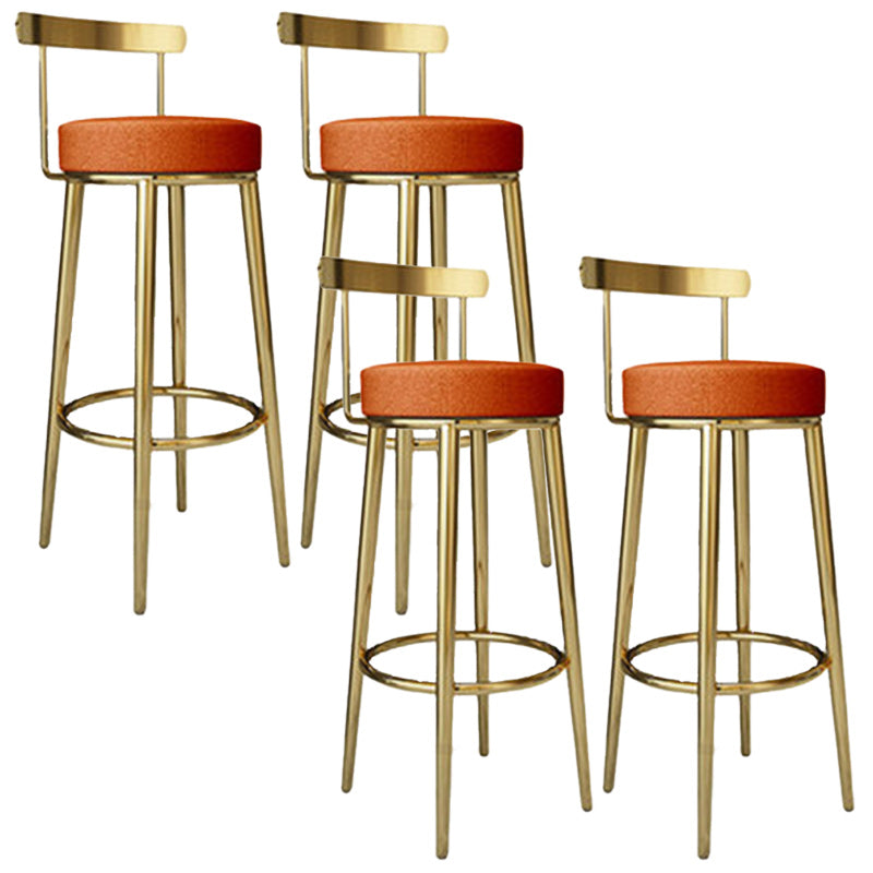 Footrest Round Seat Bar Stools Fabric Low Back Barstool for Bristol