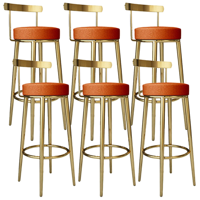 Footrest Round Seat Bar Stools Fabric Low Back Barstool for Bristol