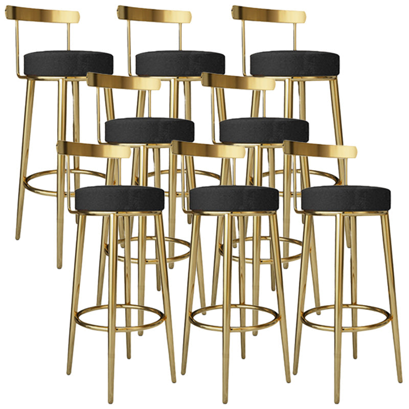 Footrest Round Seat Bar Stools Fabric Low Back Barstool for Bristol