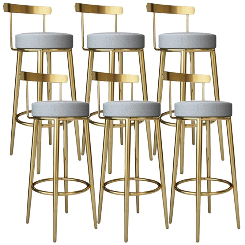 Footrest Round Seat Bar Stools Fabric Low Back Barstool for Bristol