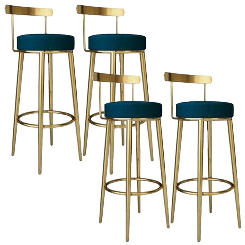 Footrest Round Seat Bar Stools Fabric Low Back Barstool for Bristol