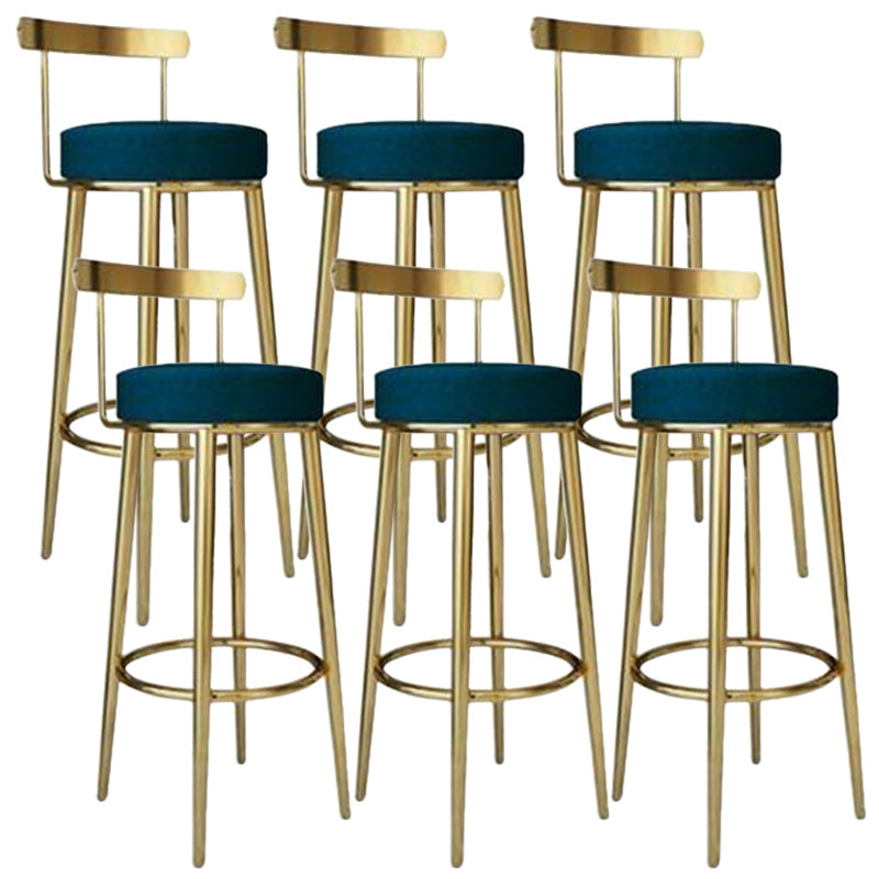 Footrest Round Seat Bar Stools Fabric Low Back Barstool for Bristol