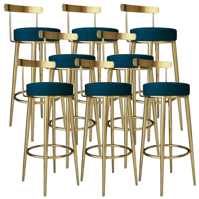Footrest Round Seat Bar Stools Fabric Low Back Barstool for Bristol