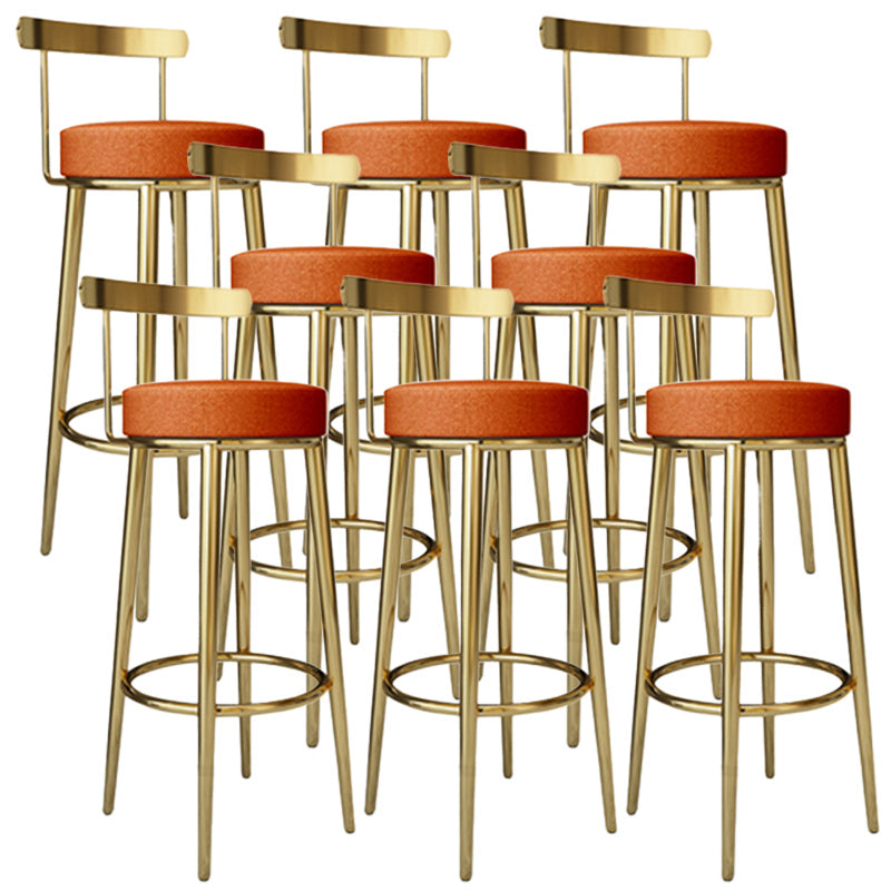 Footrest Round Seat Bar Stools Fabric Low Back Barstool for Bristol