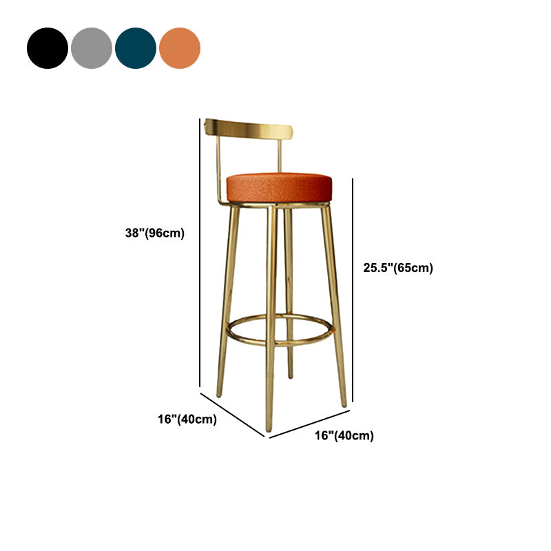 Footrest Round Seat Bar Stools Fabric Low Back Barstool for Bristol