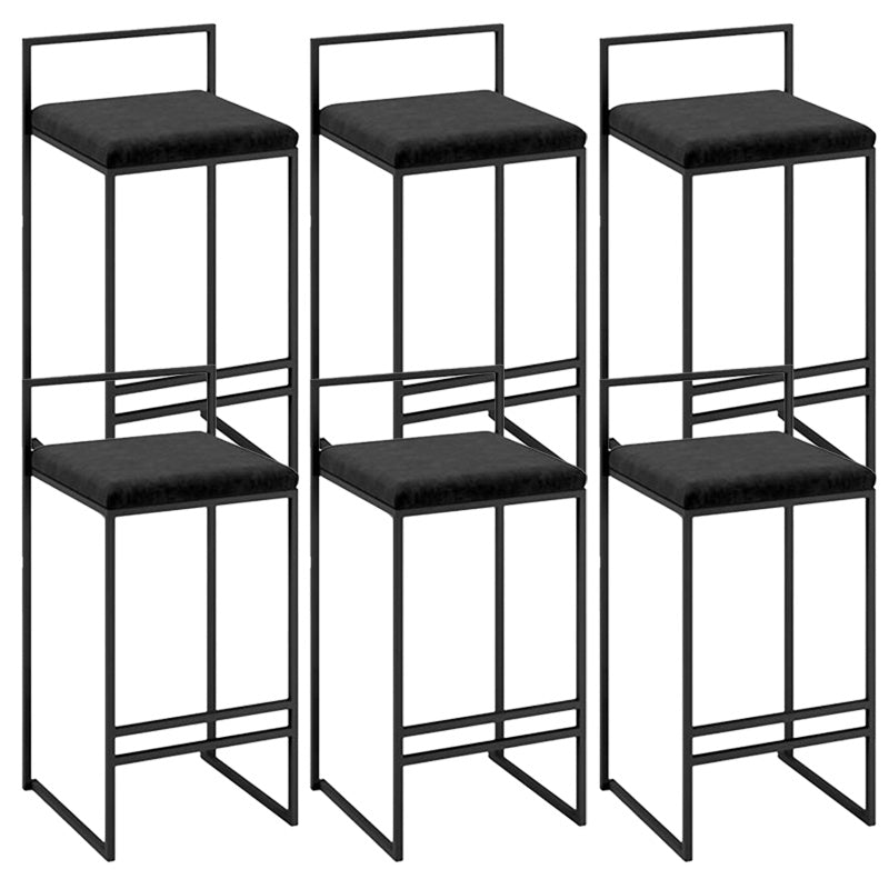 Contemporary Metal Barstool Fabric Upholstered Counter Stool with Metal Base