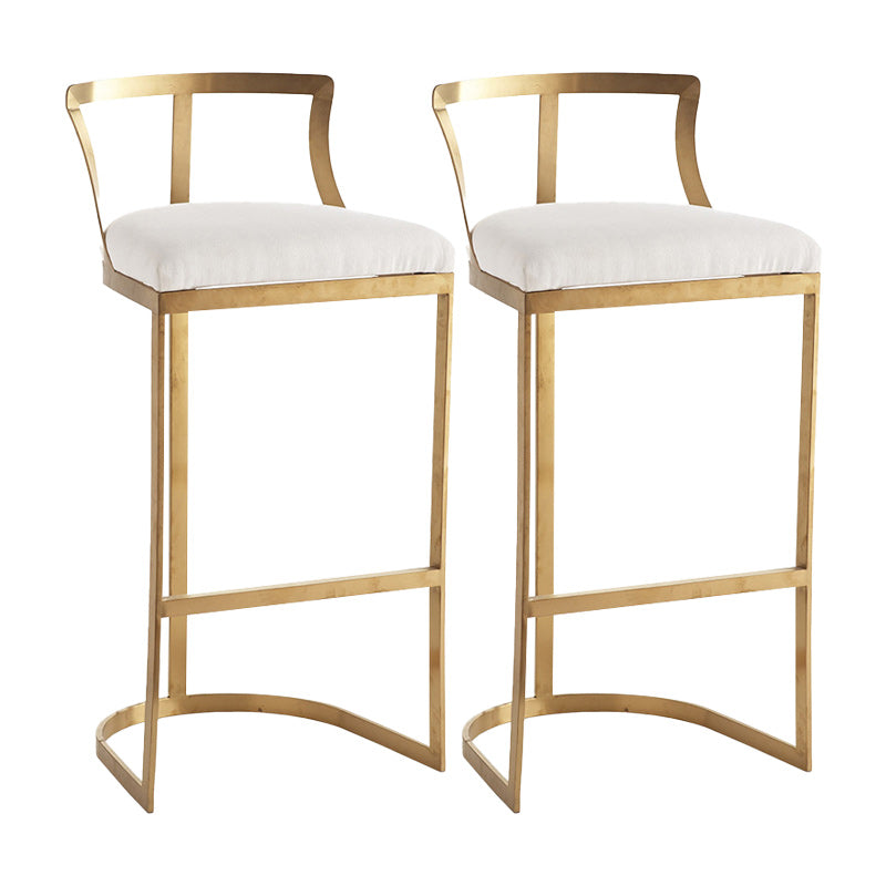 Glam Metal Barstool Fabric Upholstered Counter Stool in Matte Finish for Indoor