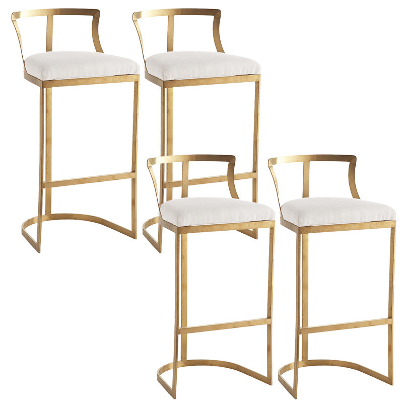 Glam Metal Barstool Fabric Upholstered Counter Stool in Matte Finish for Indoor