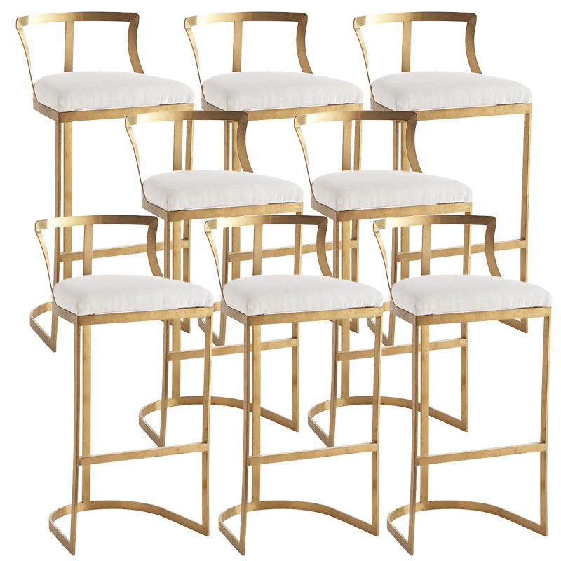 Glam Metal Barstool Fabric Upholstered Counter Stool in Matte Finish for Indoor