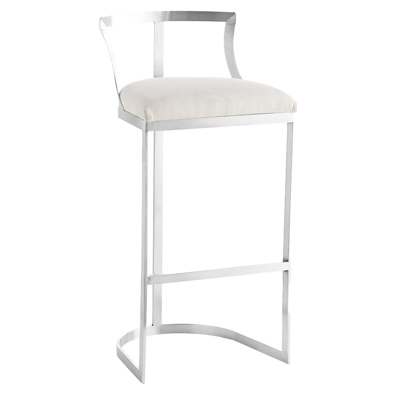 Glam Metal Barstool Fabric Upholstered Counter Stool in Matte Finish for Indoor