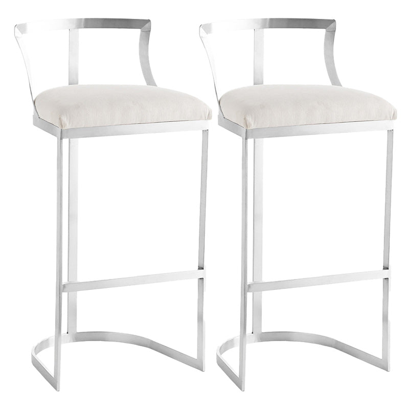 Glam Metal Barstool Fabric Upholstered Counter Stool in Matte Finish for Indoor