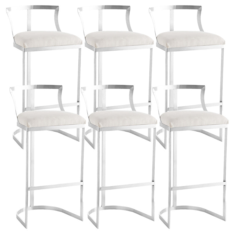 Glam Metal Barstool Fabric Upholstered Counter Stool in Matte Finish for Indoor