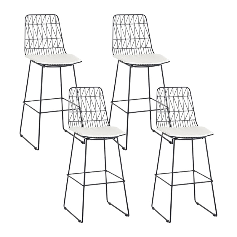 Glam Metal Barstool Fabric Cushion Velvet Stool in Matte Finish for Indoor