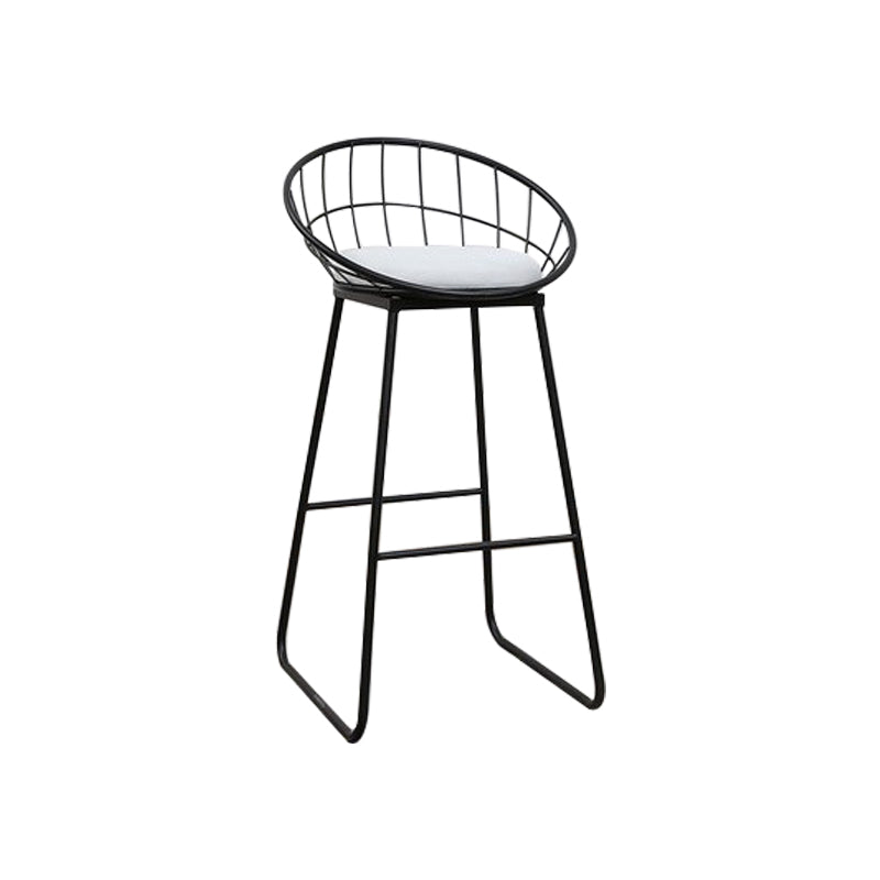 Glam Metal Barstool Fabric Cushion Velvet Stool in Matte Finish for Indoor