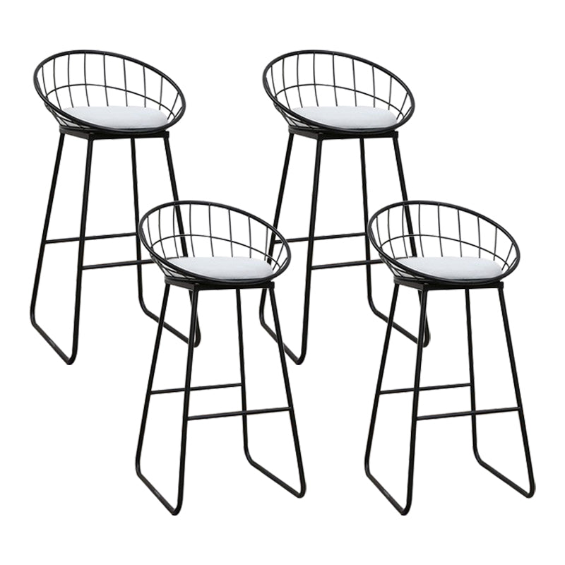 Glam Metal Barstool Fabric Cushion Velvet Stool in Matte Finish for Indoor