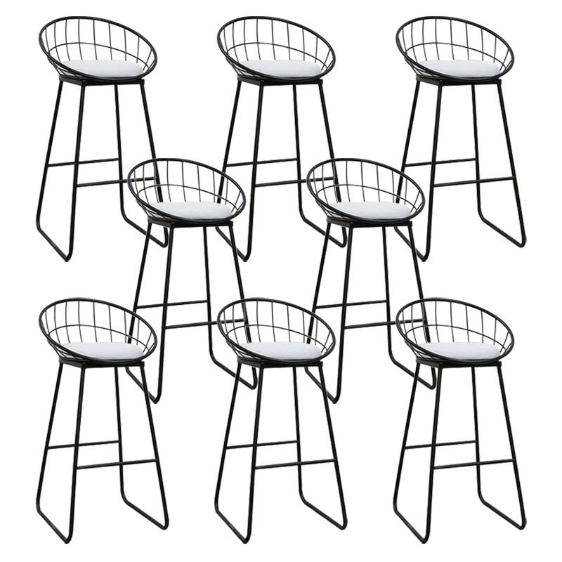 Glam Metal Barstool Fabric Cushion Velvet Stool in Matte Finish for Indoor