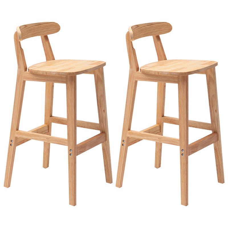Modern Armless Backrest Counter Stool Rubber Wood Cafe Bar Stool with Seat and Pedal