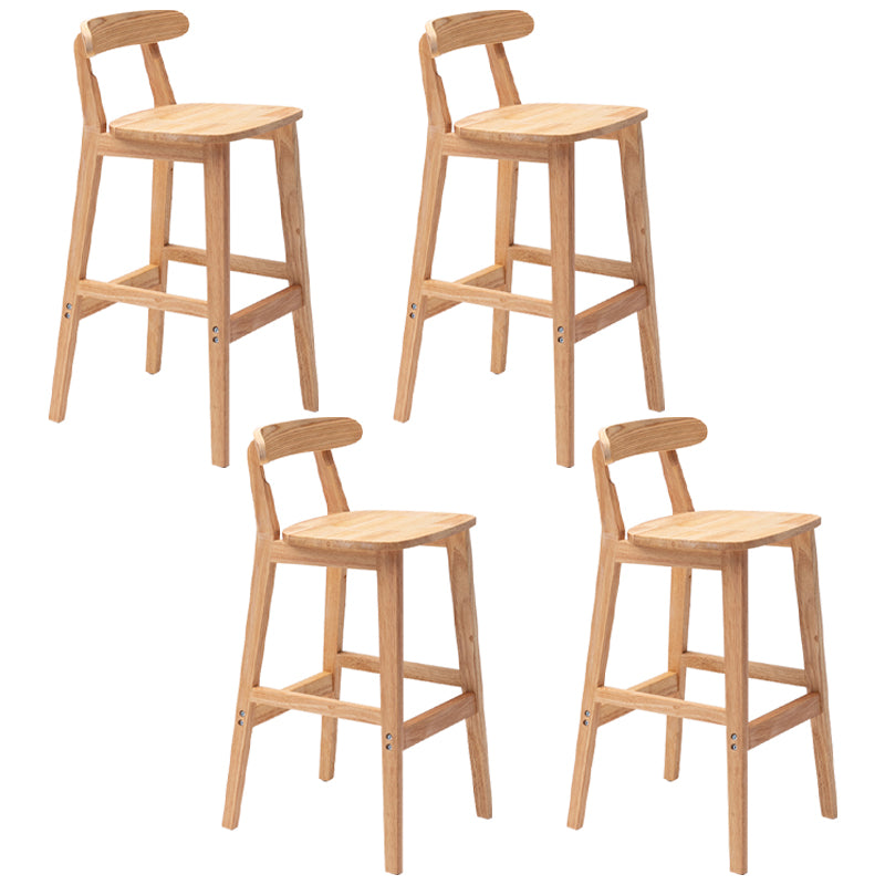 Modern Armless Backrest Counter Stool Rubber Wood Cafe Bar Stool with Seat and Pedal