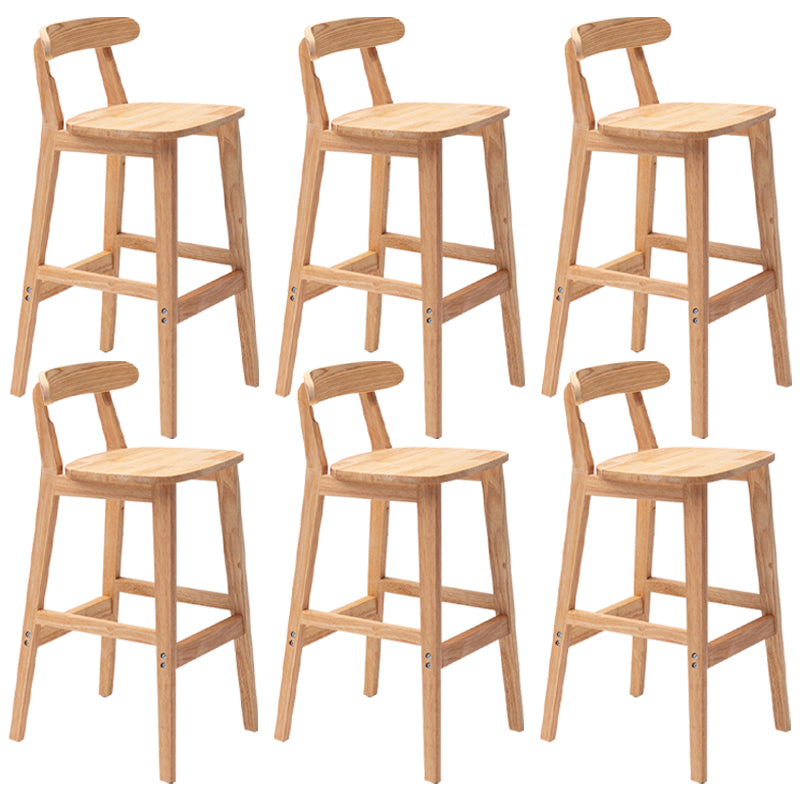 Modern Armless Backrest Counter Stool Rubber Wood Cafe Bar Stool with Seat and Pedal