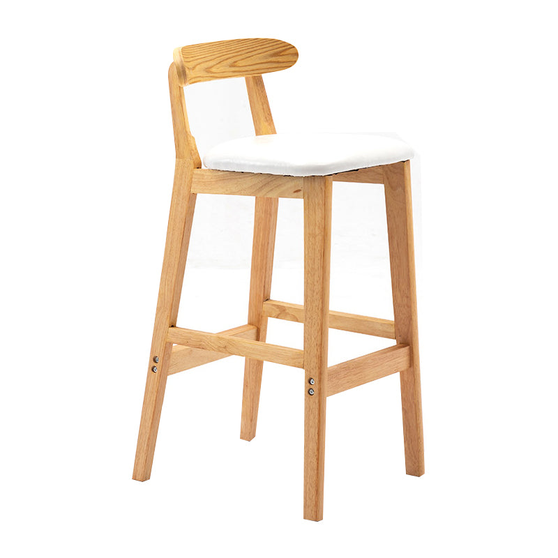 Modern Armless Backrest Counter Stool Rubber Wood Cafe Bar Stool with Seat and Pedal