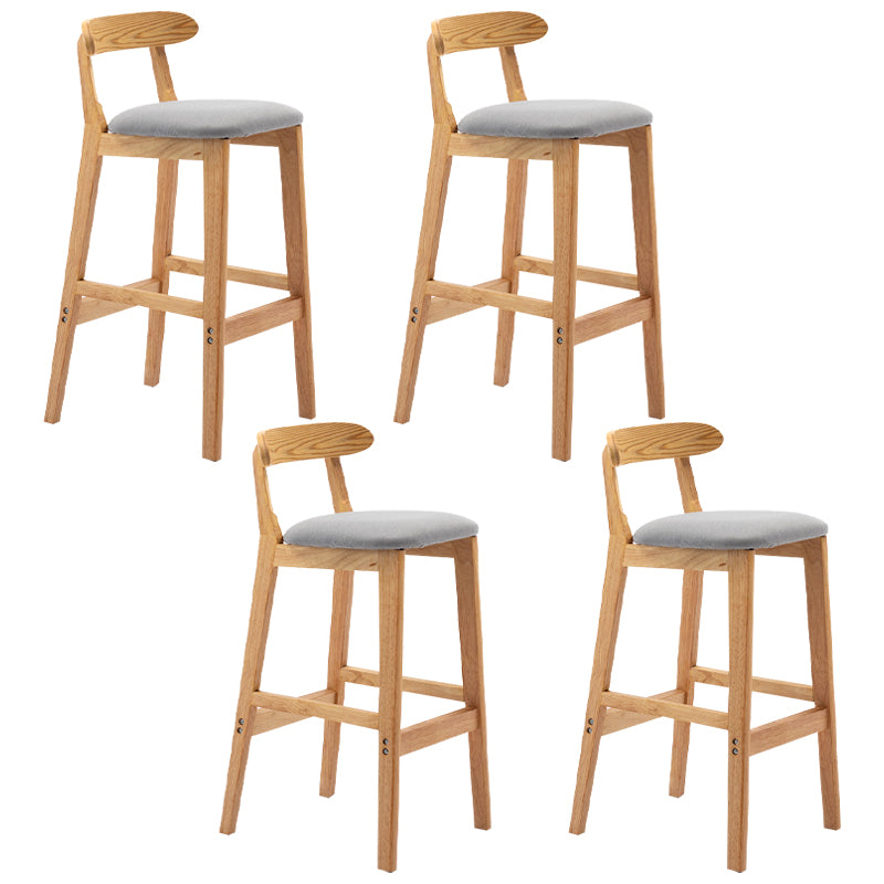 Modern Armless Backrest Counter Stool Rubber Wood Cafe Bar Stool with Seat and Pedal