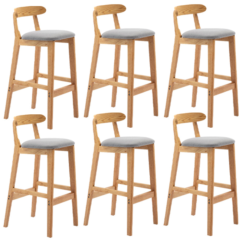Modern Armless Backrest Counter Stool Rubber Wood Cafe Bar Stool with Seat and Pedal