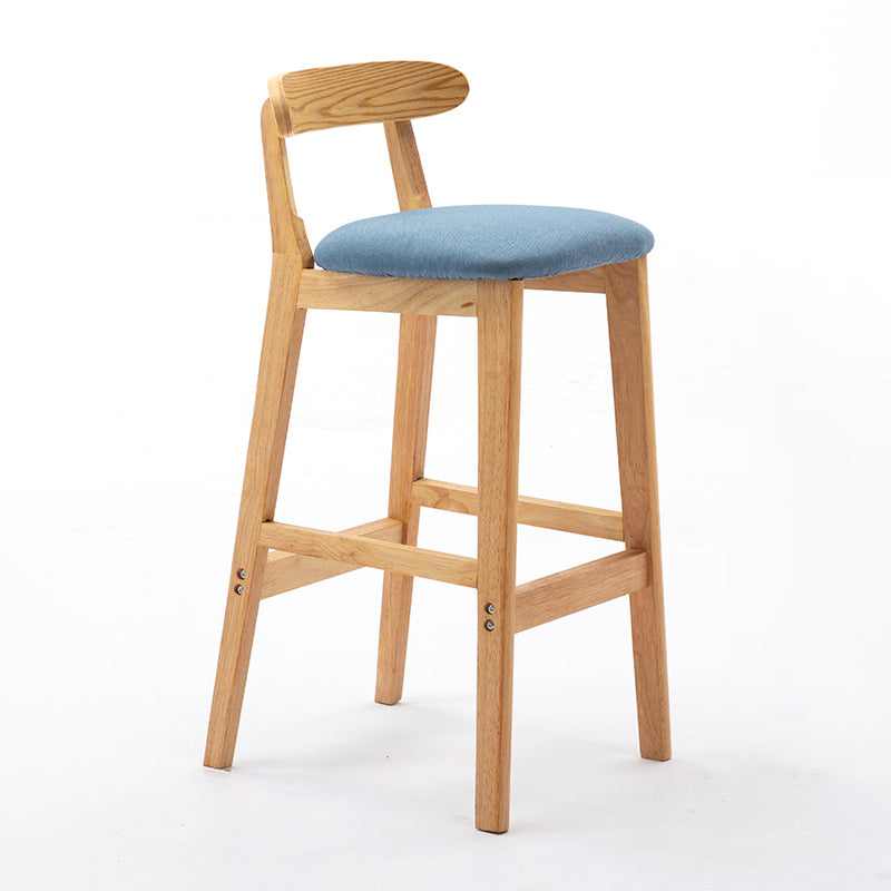 Modern Armless Backrest Counter Stool Rubber Wood Cafe Bar Stool with Seat and Pedal