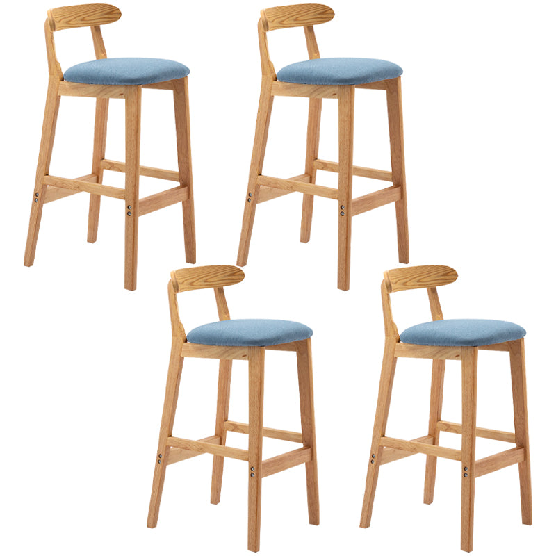 Modern Armless Backrest Counter Stool Rubber Wood Cafe Bar Stool with Seat and Pedal